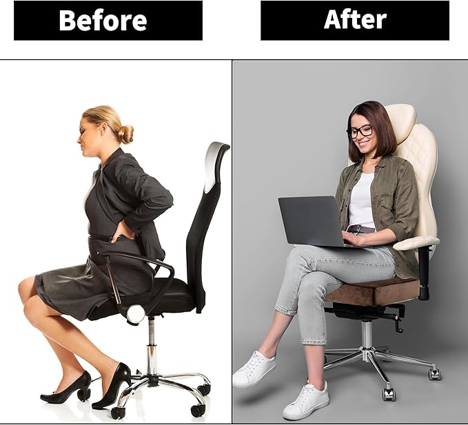 BALAPET Memory Foam Supportive Lumbar Support Pillow for Recliner, 5.7" Thickness Recliner Cushions Chairs Seat Cushion Mat for Elderly Rest and Back Support（20x20x5.7, Brown）