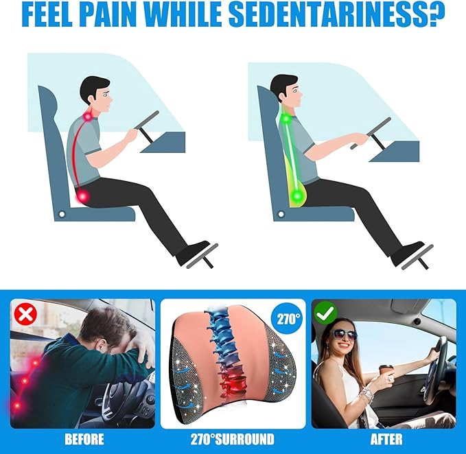 Lumbar Support Pillow with Diamond, Memory Foam Lumbar Pillow for Office Chair for Lower Back Pain Relief, Car Lumbar Support for Driving Seat, Back Support Pillow for car Chair (Pink)