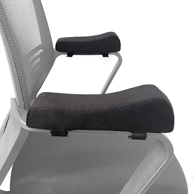 Office Chair Armrest Covers, Set of 2 Comfortable Armrest Elbow Pillow (2 Black Armrest Pillow)