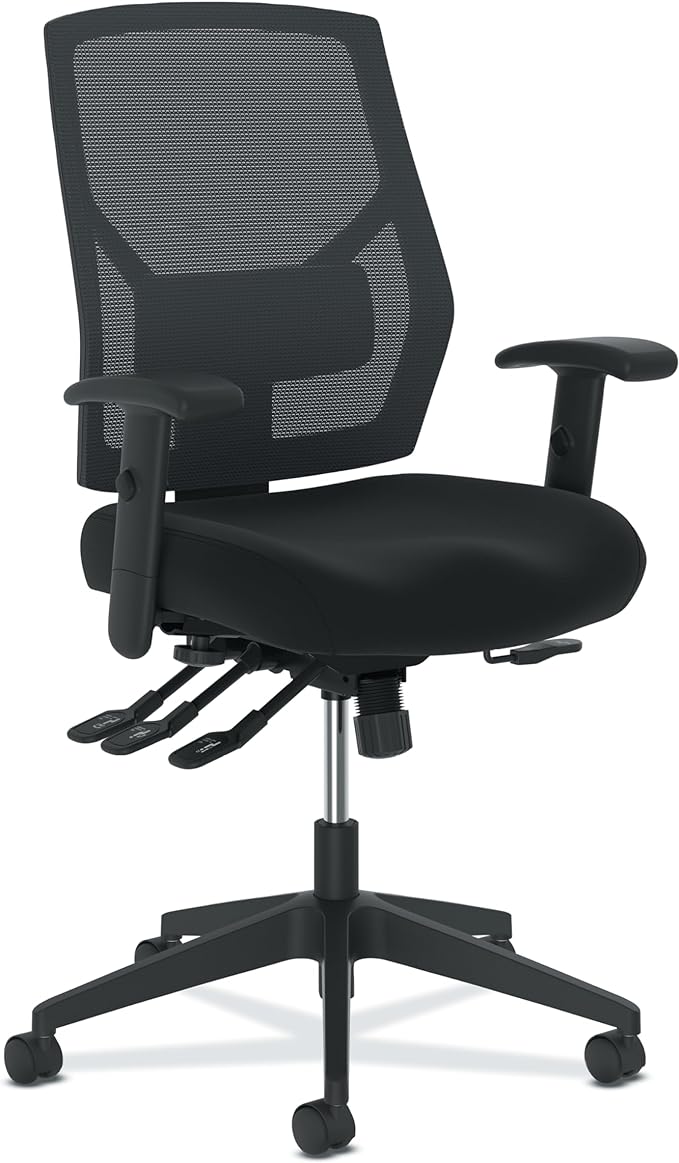 HON Crio High Back Office Chair, Ergonomic Office Chair with Adjustable Arms and Back Support, 360° Swivel, Asynchro-Tilt Recline, Black