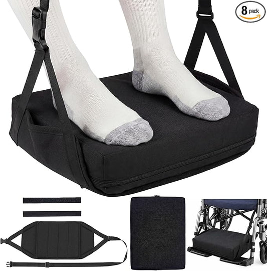 2 Set Leg Rest Footrest Hammock with Thick Memory Foam Pad Adjustable Footrests for Wheelchairs Hanging Foot Sling Wheelchair Accessories for Foot Rest Replacement