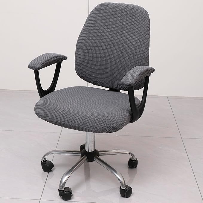 Melaluxe Office Chair Cover with Armrest Covers， Universal Stretch Desk Chair Cover, Computer Chair Slipcovers - Dark Gray