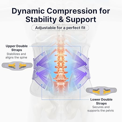 Fit Geno Back Brace for Women Lower Back Pain Relief: Adjustable Support with Ergonomic Lumbar Pad for Herniated Disc Sciatica and Lumbar Strain - Breathable Design (M)