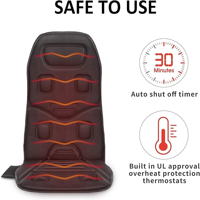 COMFIER Vibration Back Massager Seat Cushion with Heat,Father Day Dad Gifts for Men,10 Motors Massage Chair Pad,Chair Massager for Pain Relief at Office/Home