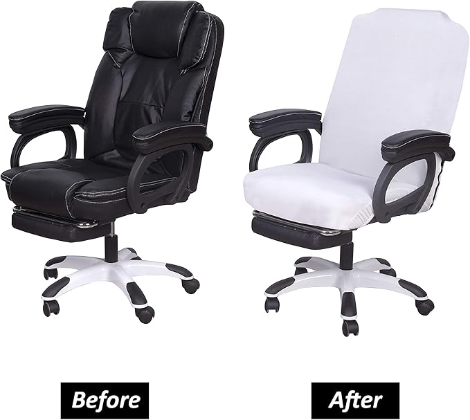 SARAFLORA Office Chair Cover- Medium, White- Removable Computer Chair Cover for Office Chair with Zipper for Universal Rotating Chair Desk Chair Cover Chair Seat Washable Protector for Pets