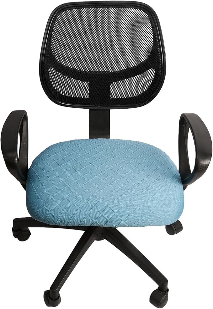 Melaluxe Stretch Jacquard Office Chair Cover, Removable Washable Desk Chair Cover Rotating Chair Seat Slipcover, Blue