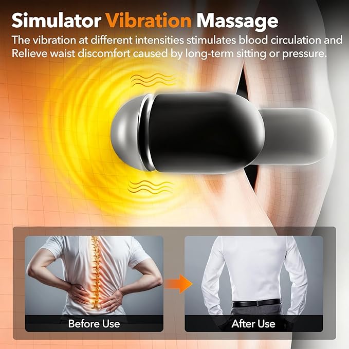 3 in 1 Back Massager Electric Lumbar Support Pillow with Heat, Adjustable Height for Bed and Chair, Design to Support Lower Back Comfort, Relaxation Device for Home Use