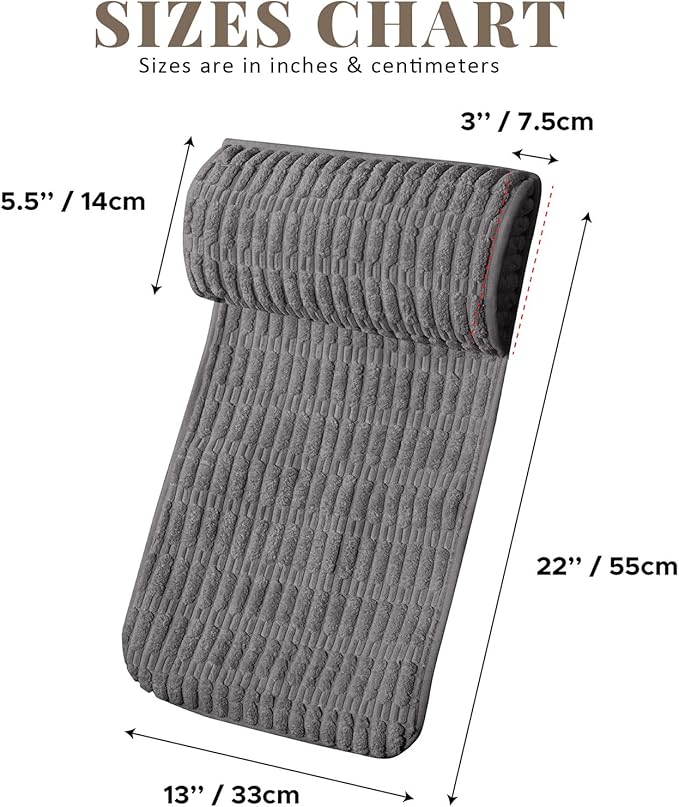Headrest and Support Pillow,Recliner Pillow for Neck, Head, or Foot for Office or Massage Chairs, Neck Pain Relief and Cervical Support. Nonslip, Zipped Cover. (Gray, 5.5" Wx13 Lx3 H)