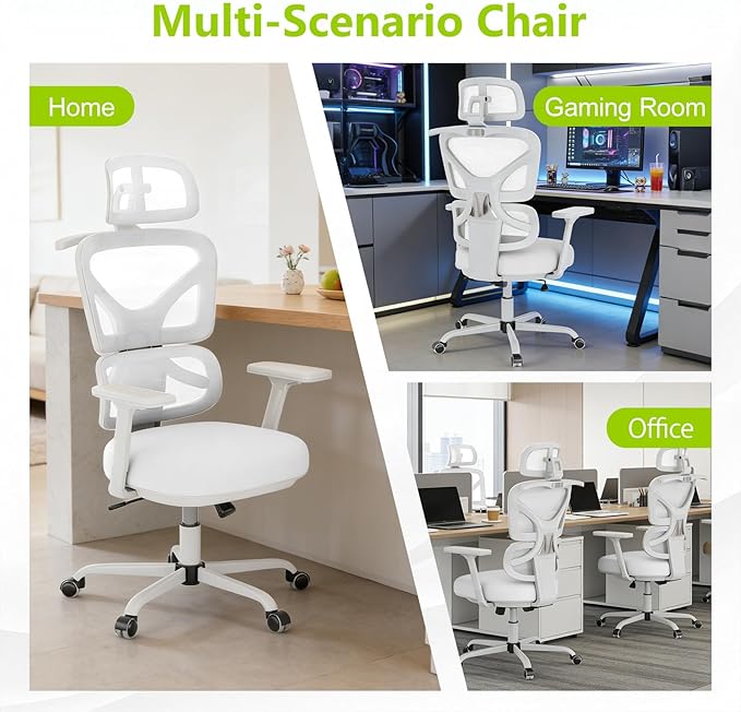 Ergonomic Office Chair Mesh Desk Chair with Lumbar Support and Headrest, High Back Computer Chair with Armrest and Tilt Lock, Home Office Desk Chairs for Men Women