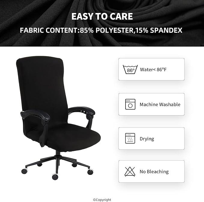 Elastic Computer Chair Cover with Durable Zipper - Protective Removable Washable Universal Office Desk Chair Seat Slip Cover - Stretchy Soft Anti-dust Desk Chair Seat Protector for Dogs, Cats, Pets