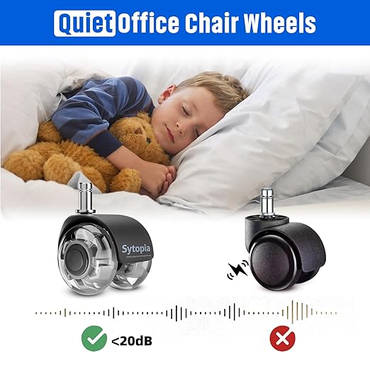 Office Chair Wheels 2" Desk Chair Caster Wheels Smooth Roller Style Quiet for Carpet and Hardwood Floors Universal Fit 11x22 mm Set of 5 Grey