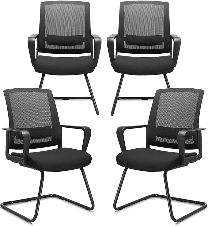 CLATINA Office Guest Chair with Lumbar Support and Mid Back Mesh Space Air Grid Series for Reception Conference Room 4 Pack