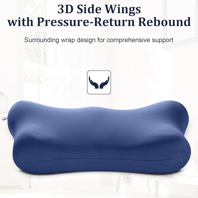 Lumbar Support Pillow for Office Chair Memory Foam Lumbar Cushion with Removable Cover Soft Back Support Pillow Suitable for Car, Couch, Gaming, Dark Blue