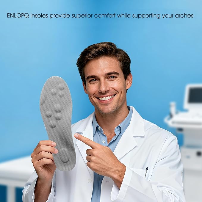 4D Cloud-Like Comfort Soles for Men - Soft Memory Foam Cushioning Insoles - Trim to Fit Steppers Insoles with Arch Support for Foot Pain Relief and Fatigue Reduction(US M 7.5-10.5)