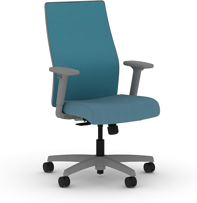 HON Ignition 2.0 Mid Back Task Chair, Spectrum Mesh, Standard Synchro-Tilt Control, Office Chair with Lumbar Support, Height and Width Adjustable Arms, Titanium Frame, Sky