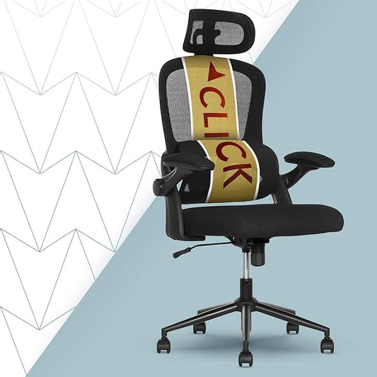AeroCore M320 Ergonomic Office Chair, High Back Breathable Mesh Computer Chair with Lumbar Support, Adjustable Headrest & Tilt, Flip-Up Arms, 360° Swivel Home Office Desk Chair, Black