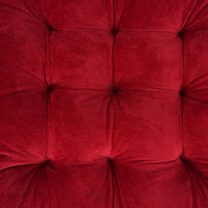 ELFJOY 4 Pack Chair Cushions for Dining Chairs Chair Pads Cushion for Kitchen Office Tufted Square Seat Cushion with Ties (16" Burgundy Velvet)