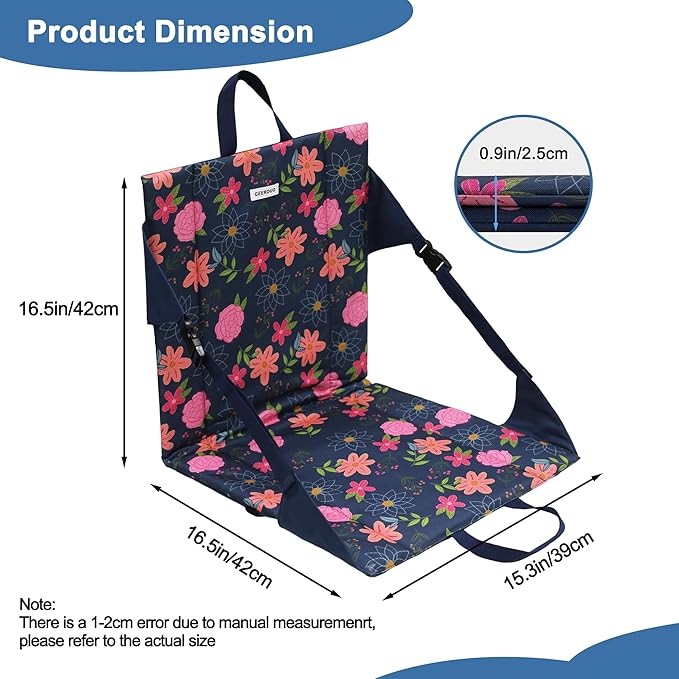 Folding Stadium Seat Cushion with Backrest, Portable Bleacher Pad for Camping,Lightweight Chair with Backrest for Outdoor Sports Concerts
