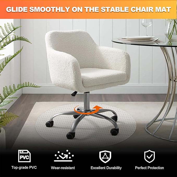 Chair Mat for Carpet- Low Pile (1/4" Thick) Carpet Protector for Office Gaming Computer Desk Chair. Heavy Duty Desk Chair Mat for Carpeted Floors, Semi Transparent (round-39in)