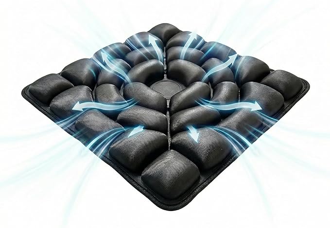 Inflatable Seat Cushion, Donut Cushion for Office Chair, Car & Wheelchair, Ergonomic Pressure Relief for Tailbone & Sciatica, Adjustable Firmness, Non-Slip Seat Pad for Long Sitting