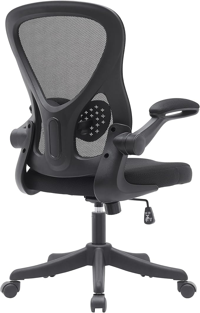 Ergonomic Office Chair with Mesh Back Rest Lumbar Support Flip Up Arms and Swivel, Mid-Back Task Home Office Chair