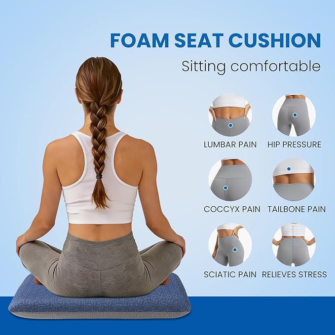 Ganondorf Extra Large Recliner Seat Cushion for Elderly Tufted Furry Booster Foam Cushion, Pressure Relief for Long Sitting Orthopedic Chair Cushion for Recliners Office Chairs, Navy