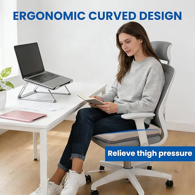 Ganondorf Extra Large Recliner Seat Cushion for Elderly Tufted Furry Booster Foam Cushion, Pressure Relief for Long Sitting Orthopedic Chair Cushion for Recliners Office Chairs, Beige