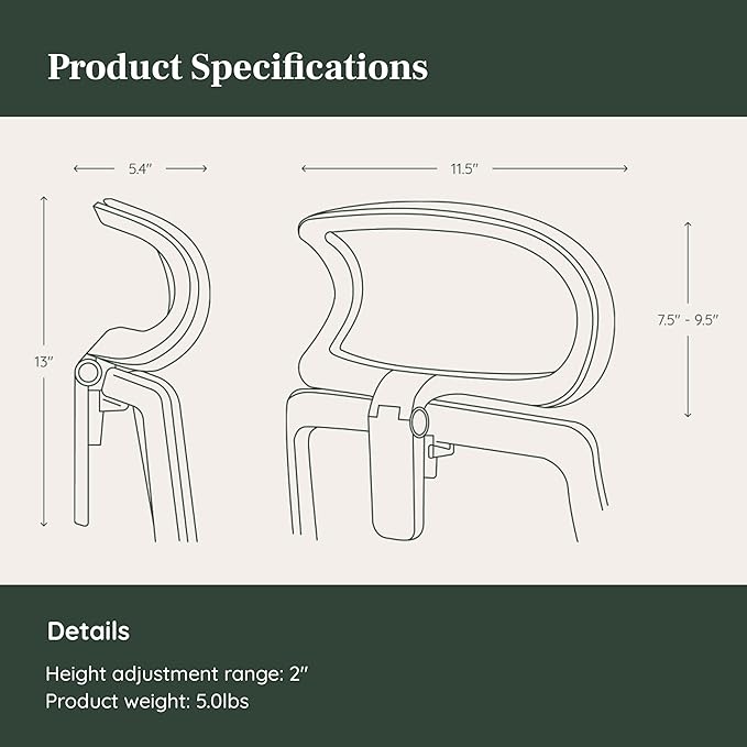 Branch Adjustable Ergonomic PRO Headrest Attachment - Only Compatible Ergonomic Chair PRO - Experience Optimal Comfort and Support - Mineral