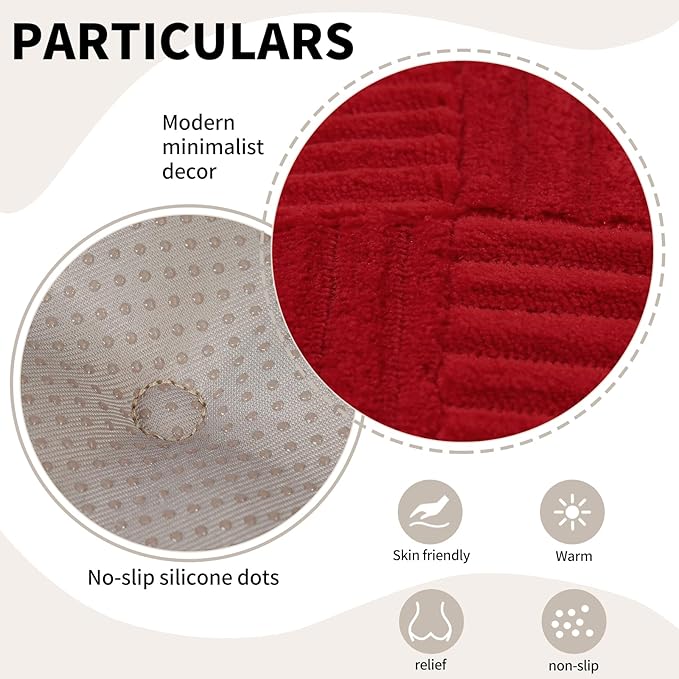 Office Stacking Chair Cushions 4 Pack, Corduroy High Density Foam Kitchen Seat Cushions with Ties, Square 17" x 17" Indoor Non-Slip Dining Chair Pads, Red，4pcs