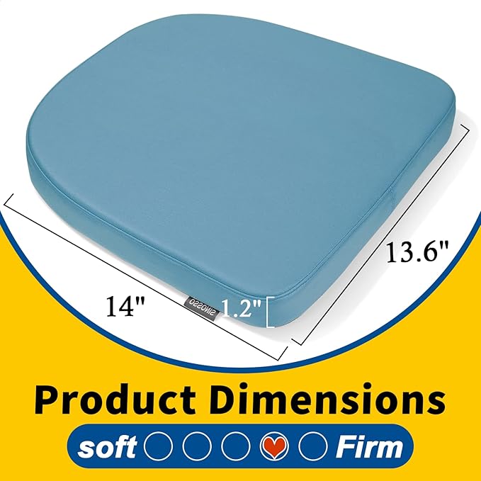 SINOSSO Modern Faux Leather 14" Metal Chair Cushion, Leathaire Magnetic Chair Pad for Dining Kitchen Cafe Bistro Stackable Chair (U-Shape, Blue, 1)