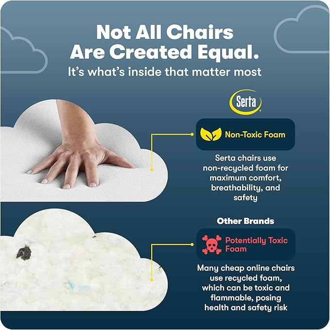 Serta Garret Executive Office Chair, Ergonomic Mid-Back with Lumbar Support, Semi-Plush Cushion and Body Pillows, Padded Armrests, Swivel Base, Bonded Leather, Brown
