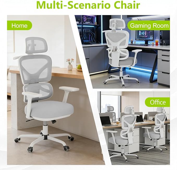 Ergonomic Office Chair Mesh Desk Chair with Lumbar Support and Headrest, High Back Computer Chair with Armrest and Tilt Lock, Home Office Desk Chairs for Men Women