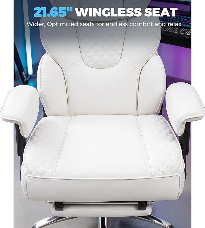 GTPLAYER Big and Tall Gaming Chair Ergonomic Heavy Duty Office Chair Racing Seat with Adjustable Lumbar Pillow Footrest 150° Reclining Thickened Armrests Breathable Mesh for Esports/PC Gaming