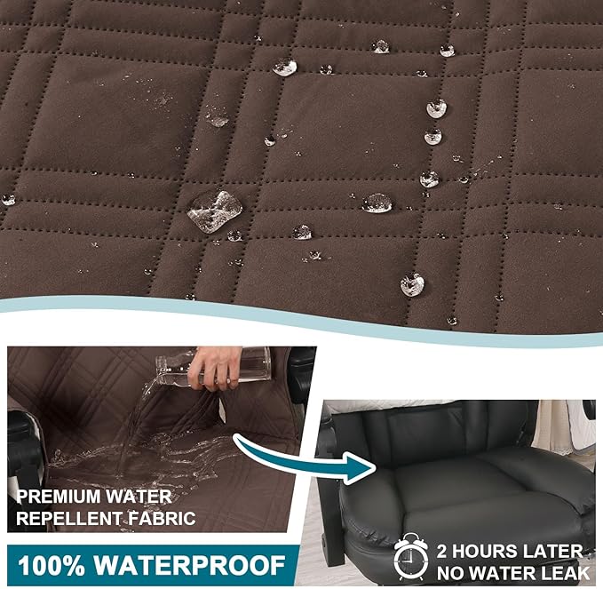 Turquoize Waterproof Office Chair Cover with Armrest Covers Computer Desk Chair Cover Office Chair Protector with Arms Office Chair Seat Cover Slipcover with Anti-Slip Buckle for Home Office, Brown
