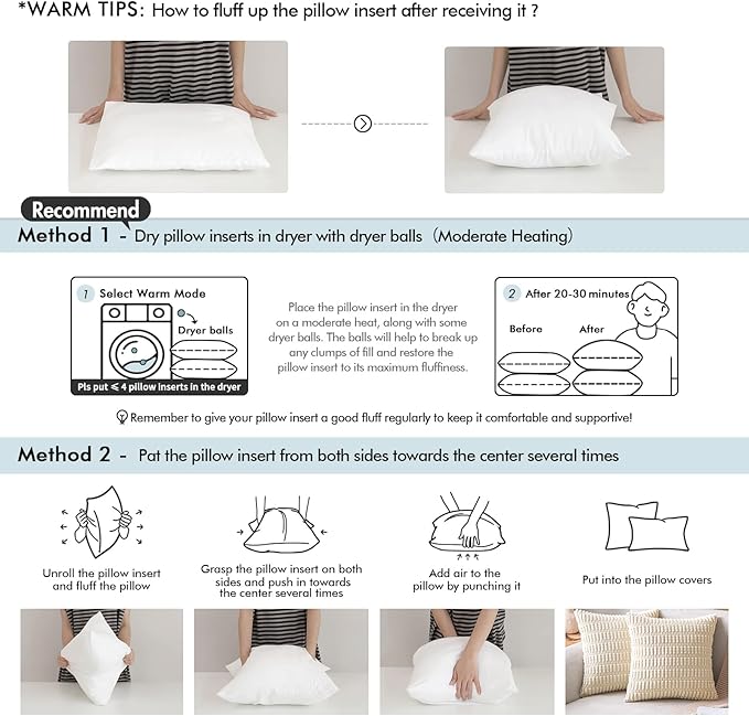 MIULEE Pack of 2 20x20 Pillow Inserts-Decorative Shredded Memory Foam Cooling Throw Pillows-Adjustable Premium Square Wedding Pillow Stuffer Form for Couch Bed Cushion
