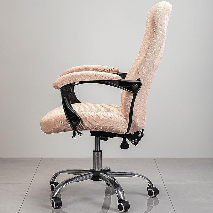 Melaluxe Office Chair Cover with Armrest Covers， Universal Stretch Desk Chair Cover, Computer Chair Slipcovers (Size: L)