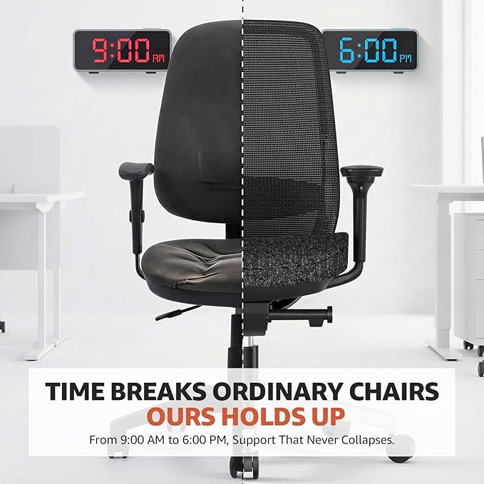ErgoSift M2 Ergonomic Office Chair - High-Back Mesh Desk Chair with Adjustable Lumbar Support 4D Armrests for Long Hours Sitting Black