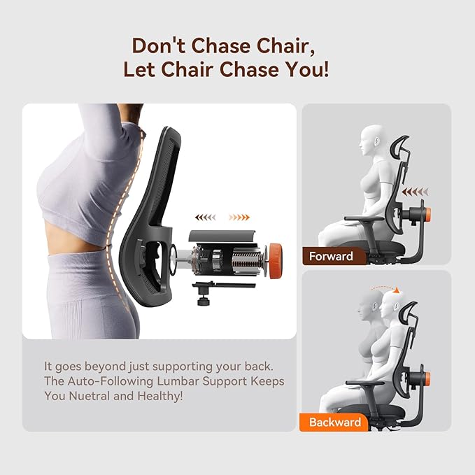 Newtral Ergonomic Office Chair with Adaptive Lumbar Support- High Back Desk Chair with Adjustable Headrest, 3D Armrest, Adjustable Seat Depth & Height, Home Office