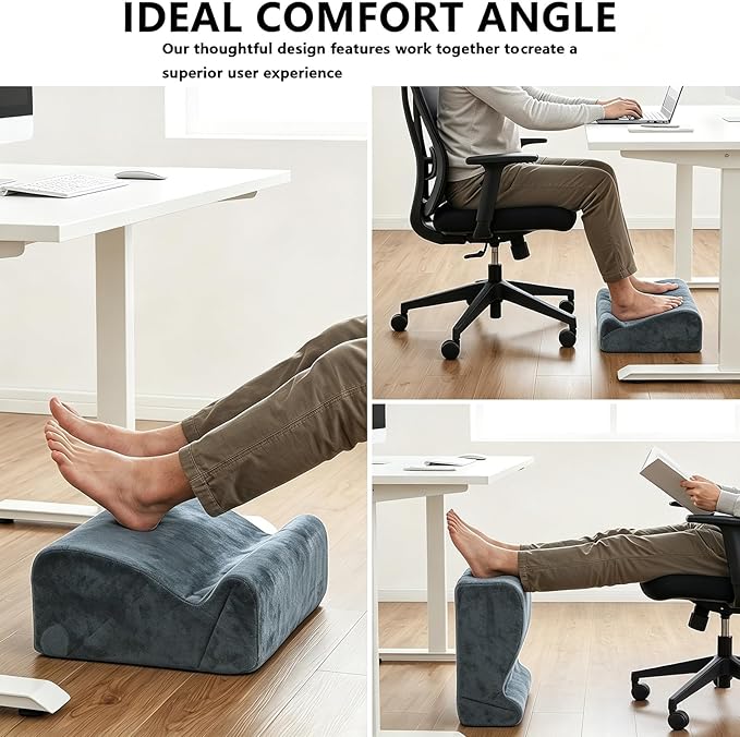 Foot Rest for Under Desk at Work. Multifunctional 3-Tier Foot Stool Office Desk Accessories, Soft Ergonomic Footrest,Support Foot Pillow,Heel Chair,Leg Elevation Pillow (Gray, One Size)