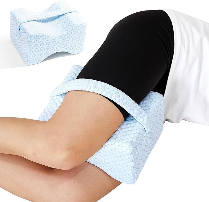 UJPFEO Knee Pillow for Side Sleepers, Leg Pillow for Sciatica, Back, HIPS, Knees, Joints Pain Relief,Pillows for Between Legs While Sleeping Spine Alignment Support & Relieves Pressure,Cooling White
