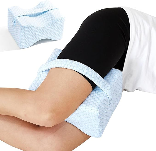 UJPFEO Knee Pillow for Side Sleepers, Leg Pillow for Sciatica, Back, HIPS, Knees, Joints Pain Relief,Pillows for Between Legs While Sleeping Spine Alignment Support & Relieves Pressure,Cooling White