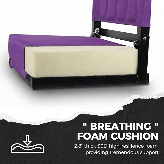 SPORT BEATS Stadium Seats with Back Support Bleacher Chairs with Back and Cushion Thick Padded Bleacher Seats Includes Shoulder Strap