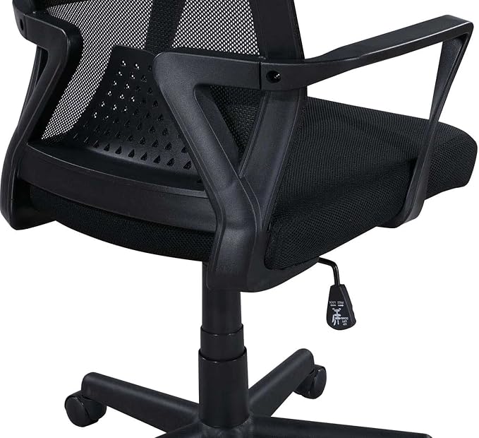 Mesh Office Chair, Black, Mid-Back Ergonomic Desk Chair with Breathable Mesh Backrest, Lumbar Support, High-Density Foam Seat, Adjustable Features, 23.20 x 25.00 x 40.16 in