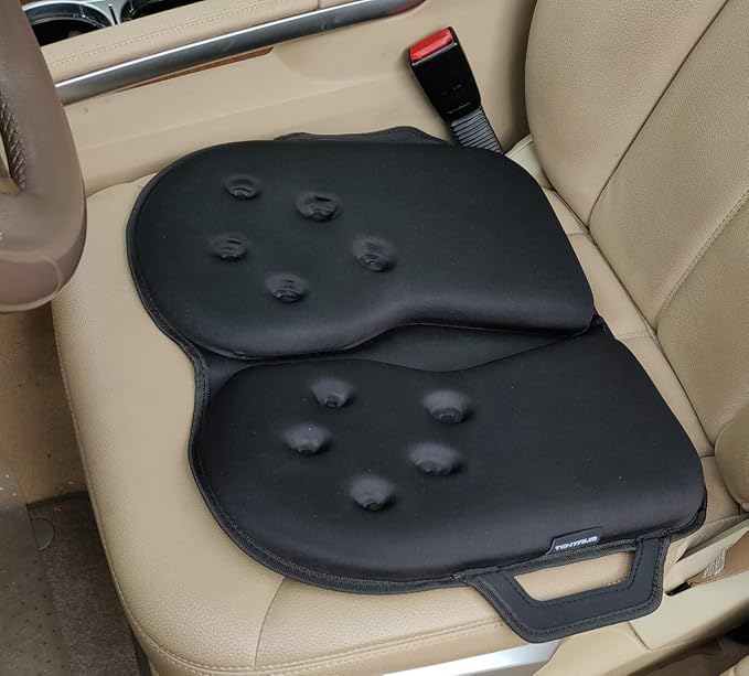 Tektrum Extra Thick Foldable Orthopedic Cool Gel Seat Cushion w/Handle for Home, Office, Chair, Car, Travel-Relief for Back, Sciatica, Tailbone Pain, Promote Healthy Posture (TD-GS1631-BLK)