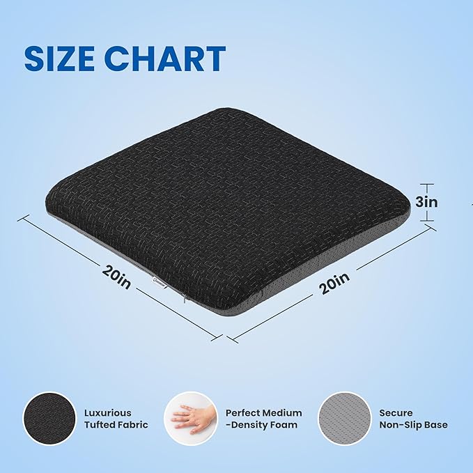 Ganondorf Extra Large Recliner Seat Cushion for Elderly Tufted Furry Booster Foam Cushion, Pressure Relief for Long Sitting Orthopedic Chair Cushion for Recliners Office Chairs, Black