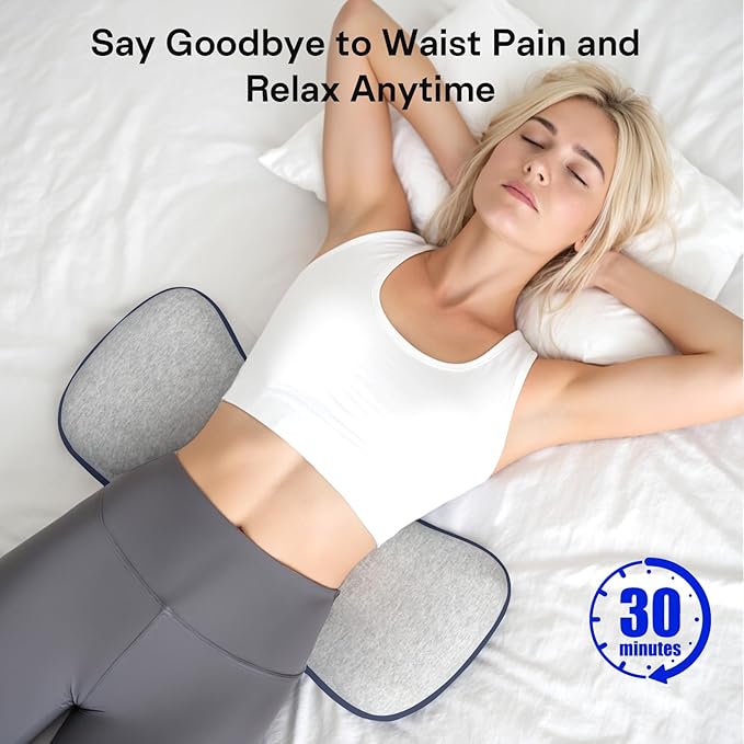 Lumbar Support Pillow for Bed, Memory Foam Pillows for Back Pain Relief, Lower Back Pain Relief Pillow for Sleeping, Adjustable Lumbar Pillow for Sleeping, Bed, Car, Couch (Grey - Navy Blue)