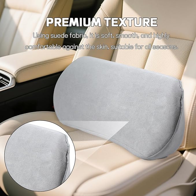 wuyaoyao Lumbar Support Pillow for Car, Memory Foam Auto Seat Lower Back Support Cushion for Back Pain Relief, Ergonomic Comfortable Driving Seat Lumbar Pillow, Universal Car Accessories (Gray)