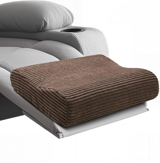 B Shape Corduroy Recliner Foot Pillow, Foam Extra Large Foot Rest Cushion with Adjustable Straps, Suitable for Bed Chair Sofa Headrest Back Lumbar Leg Support Pillow (Brown)