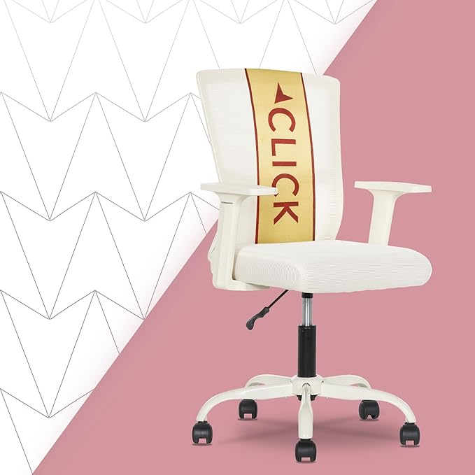 AeroCore M120 Ergonomic Mesh Office Chair, Breathable DeskChair with Lumbar Support, Cushioned Seat, Adjustable Height, Fixed Arms & Swivel, 275lbs Capacity, Cream