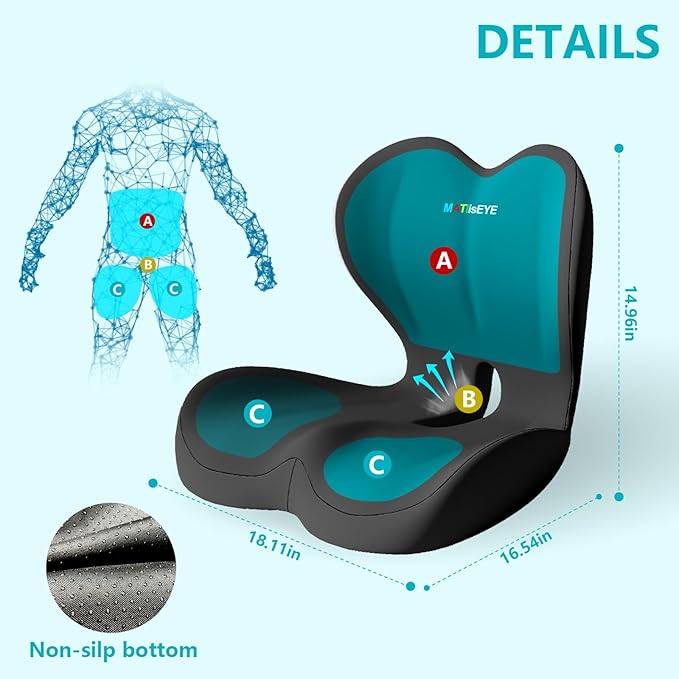 2026 Upgraded Orthopedic Memory Foam Seat Cushion with Adjustable Strap, Coccyx & Sciatica Pain Relief, Washable Non-Slip, Ergonomic Support for Office Chair, Car & Wheelchair (Dark Grey)